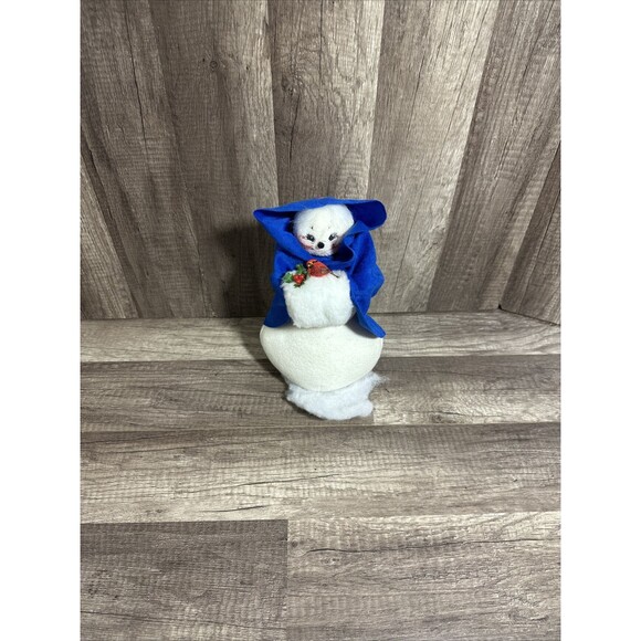 ANNALEE 10" Feathered Friends Snow Lady Snowman  w Cardinal Blue Cloak HTF RARE - Picture 1 of 7